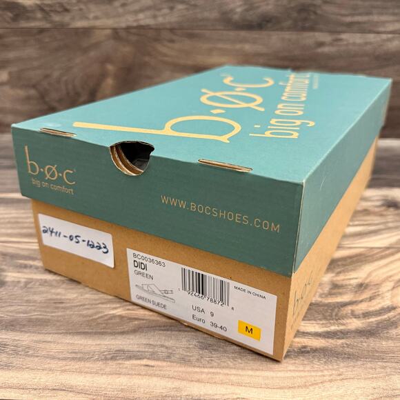 NIB BOC BORN Didi 9M 39-40 Green Suede Slingback Flat Comfort Sandal - Picture 9 of 11